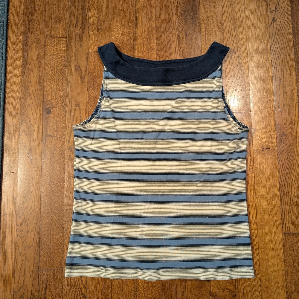 GAP Navy and Beige Striped Tank